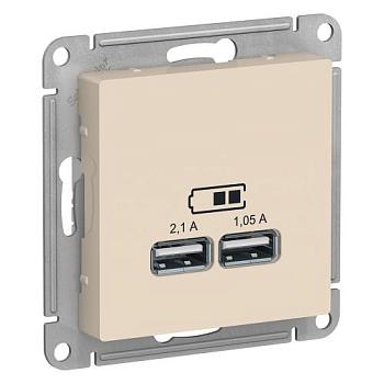 Розетка USB ATLAS DESIGN 5В 1порт х 2.1А 2порта х 1.05А беж. Schneider Electric, ATN000233