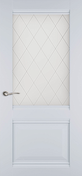 Полотно дверное глухое Венеция Белый софт 800мм стекло матовое с витражом