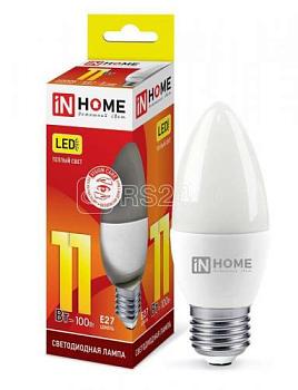 Лампа светодиодная LED СВЕЧА VC 11Вт 230В Е27 3000К 820Лм; IN HOME, 4690612020488