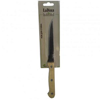 Нож нерж сталь 22см для стейка с деревян ручкой Branch wood/LaDina; 30101-14
