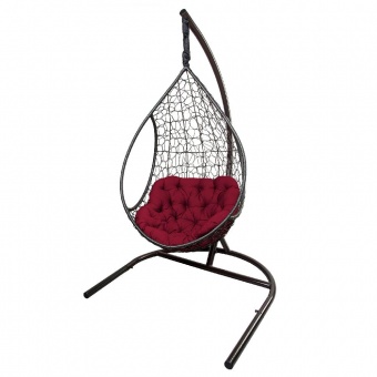 Кресло подвесное искуственный ротанг Лира коричн/подушка бежевый мах 120 кг; ПКР-002 (brown/burgundy