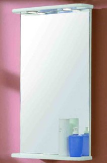 Зеркало для ванной комнаты Мира 47 белое, ЛДСП 81,7х49,6х12 см с полкой; Aquaton, 198-2