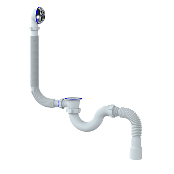 Сифон для ванны прямоточный с переливом 1.1/2 с гибкой трубой 40 х 40/50; Unicorn, S 32/ А-40089