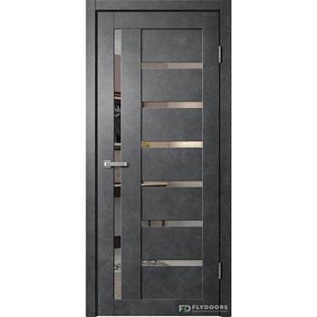 Полотно дверное Fly Doors BARN В4 ПВХ бетон темный ПО 700мм зеркало; Сибирь Профиль