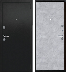 Дверь металлическая Сталкер Тоскана 860х2050мм R 1,2 мм черный муар с блесками/бетон серый