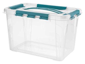 Ящик для хранения универсальный с замками и ручкой 6,5 л, 29x19x18 см голубой Grand Box; 433200202