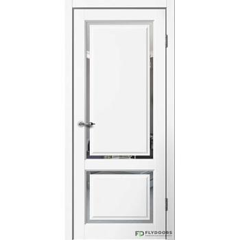 Полотно дверное Fly Doors Estetic E02 эмалит белый зеркало ПО 700мм; Сибирь Профиль