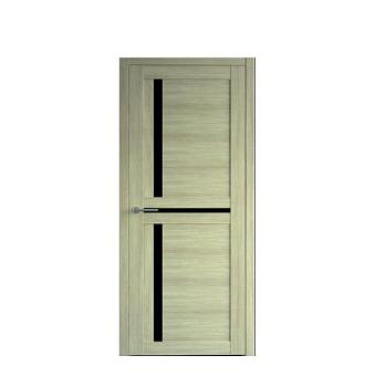 Полотно дверное Фрегат эко-шпон Кельн лиственница мокко 900мм стекло черное