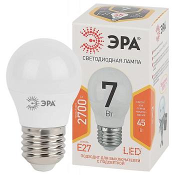 Лампа светодиодная LED smd P45 7Вт 827 E27; ЭРА, Б0020550