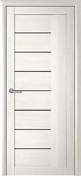 Полотно дверное Фрегат эко-шпон Марсель кипарис белый ДО 900мм стекло черное