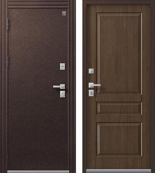 Дверь металлическая с терморазрывом Т-2 860х2050мм L 2мм шоколадный муар/дуб янтарный