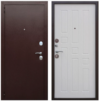 Дверь металлическая Гарда 860х2050мм L 1,2 мм медный антик/белый ясень