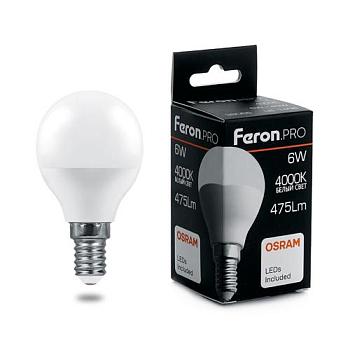Лампа светодиодная LB-1406 6Вт 4000K 230В E14 G45; Feron.PRO, 38066