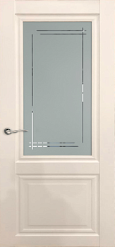Полотно дверное Леском Венеция-4 магнолия ДО 800мм матовое с витражом