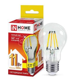 Лампа светодиодная LED A60 deco 11Вт 230В Е27 3000К 990Лм; IN HOME, 4690612026121