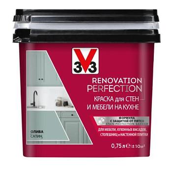 Краска для стен и мебели на кухне RENOVATION PERFECTION-ОЛИВА 0,75 л