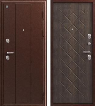 Дверь металлическая V02 960х2050мм R 1,0мм серый медный антик/венге