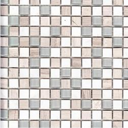 Мозаика каменная COMFORT бело-серый микс 30,5х30,5см (чип 15х15х4мм)