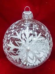 Шар новогодний стекло 6,5см Снежный узор; КУ-65-18266