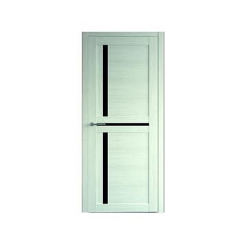Полотно дверное Фрегат эко-шпон Кельн белый кипарис 600мм стекло черное