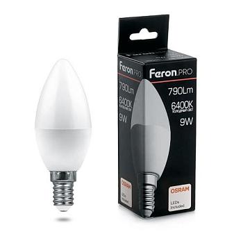Лампа cветодиодная LB-1309 9Вт 6400K 230В E14 C37 свеча; Feron.PRO, 38061