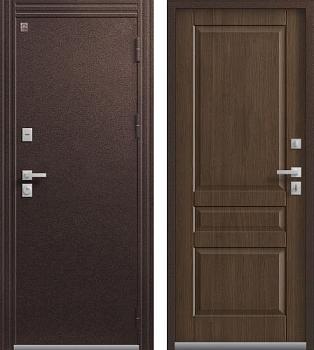 Дверь металлическая с терморазрывом Т-2 860х2050мм R 2мм шоколадный муар/дуб янтарный