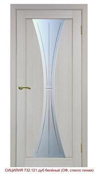 Полотно дверное Сицилия_732.121.80 эко-шпон дуб беленый FL/Стекло Линии