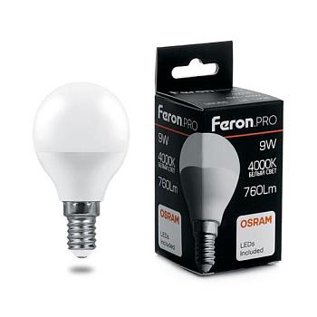 Лампа светодиодная LB-1409 9Вт 4000K 230В Е14 G45; Feron.PRO, 38078