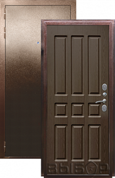 Дверь металлическая Выбор Квадро Термо 960х2050мм L 1,2 мм антик медь/старое дерево