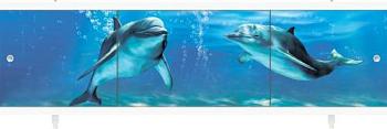 Экран для ванны Ультралёгкий Арт 148 см трехдверый пластик.профиль Дельфины; Metakam
