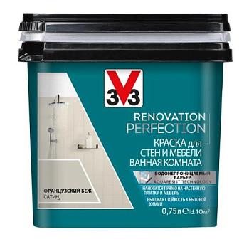 Краска для стен и мебели ванная комната RENOVATION PERFECTION-ФРАНЦУЗСКИЙ БЕЖ 0,75 л
