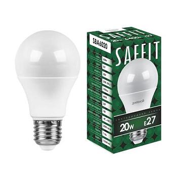 Лампа светодиодная SBA6020 20Вт 6400K 230В E27 A60; SAFFIT, 55015