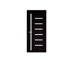 Полотно дверное Фрегат эко-шпон Мадрид темный кипарис 700мм стекло белое