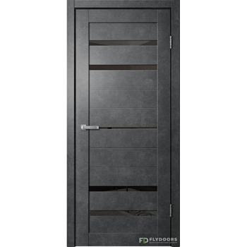 Полотно дверное Fly Doors BARN В3 ПВХ бетон темный ПО 800мм черное стекло; Сибирь Профиль