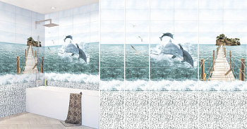 Панель ПВХ DISCOVERY Черноморские дельфины 05-077 панно 1000х2700х9 мм комплект 4шт; Вента