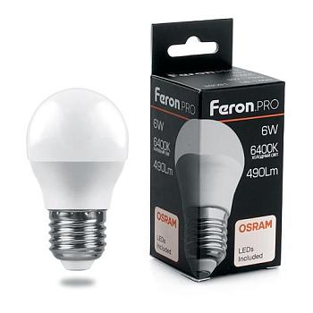 Лампа светодиодная LB-1406 6Вт 6400K 230В E27 G45; Feron.PRO, 38070