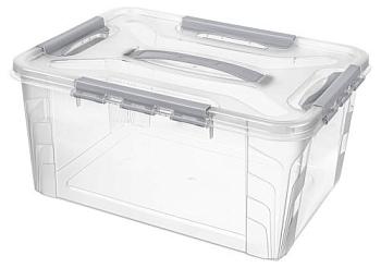 Ящик для хранения универсальный с замками и ручкой 15,3 л, 39x29x18 см св-сер Grand Box; 433200430