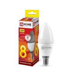 Лампа светодиодная LED СВЕЧА VC 8Вт 230В Е14 3000К 600Лм; IN HOME, 4690612020426