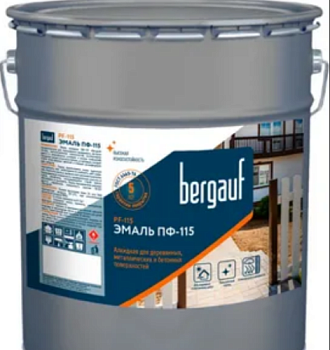 Эмаль Bergauf ПФ-115 алкидная для деревянных, металлических и бетонных поверхностей св.-серая 6 кг