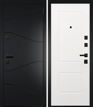 Дверь металлическая G-MEGA Classic 860х2050мм R шагрень черная/белый софт; Интекрон