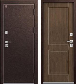 Дверь металлическая с терморазрывом Т-4 860х2050мм R 1,4мм шоколадный муар/миндаль