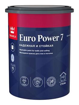 Краска В/Д для стен и потолков Euro Power 7 матовая А 0,9 л; TIKKURILA