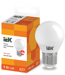 Лампа светодиодная ECO G45 9Вт шар 3000К E27 230В IEK LLE-G45-9-230-30-E27