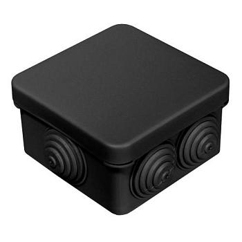 Коробка распределительная 70х70х40 мм для о/п безгалогенная HF черная; Промрукав, 40-0200-9005