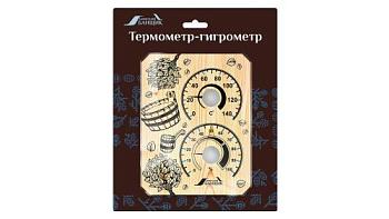 Термометр-гигрометр д/ бани и сауны "Веники и шайка"; Eva, Б-11561