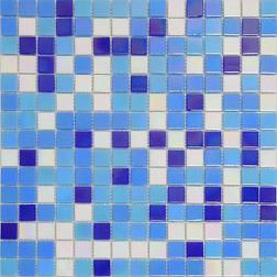 Мозаика стеклянная COSMO сине-голубой микс с перл 32,7х32,7см (чип 20х20х4мм)