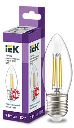 Лампа светодиодная филамент 7Вт C35 свеча 4000К E27 230В IEK LLF-C35-7-230-40-E27-CL