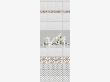 Панель ПВХ Новита Орхидея белая декор 1000х2700х8 мм комплект 4 шт; STELLA