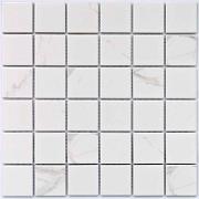 Мозаика керамическая CARRARA-48 бело-серый микс мат 30,3х30,4см (чип 48х48х6мм)