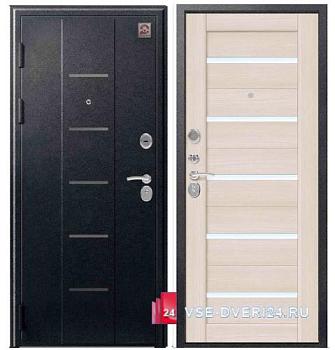 Дверь металлическая С-105 860х2050мм R 1,2мм черный муар/лиственница светлая X7
